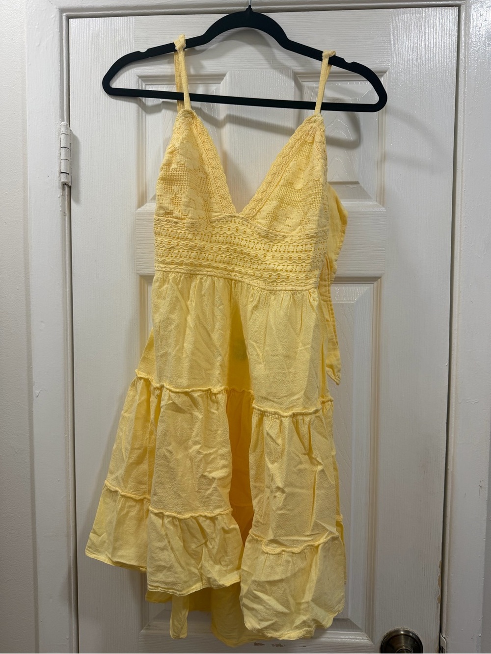 Yellow Crochet-Detail Summer Sundress